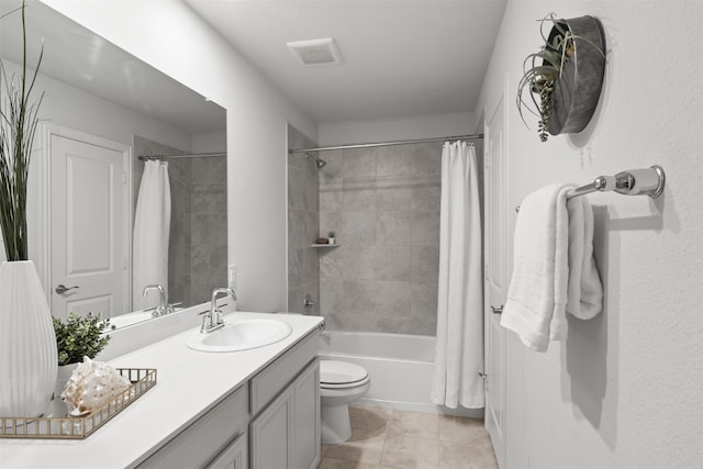 full bathroom featuring vanity, toilet, and shower / tub combo