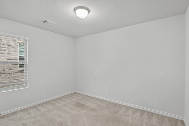 spare room with light carpet, a textured ceiling, and a healthy amount of sunlight