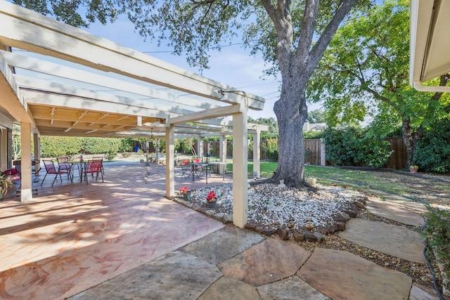 view of patio / terrace featuring a pergola