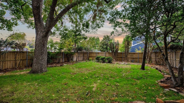 view of yard at dusk