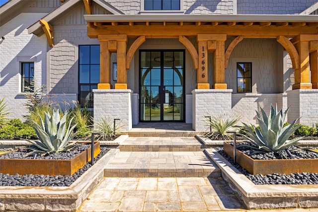 property entrance with french doors