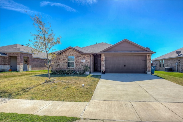302 Patina St, Josephine, TX 75189 - ranch-style house with a garage, a front yard, driveway, and brick siding