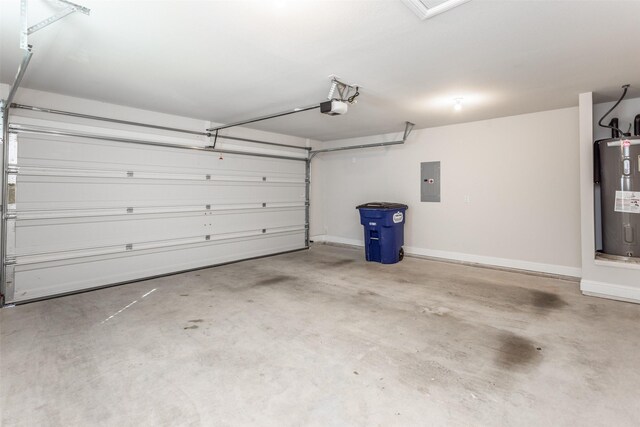 113 Bailey Ranch Dr, Lindsay, TX 76240 - garage with electric water heater, a garage door opener, electric panel, and baseboards