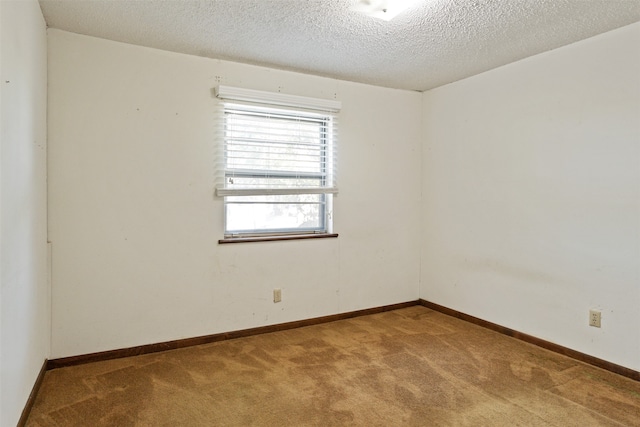 empty room with carpet and a textured ceiling