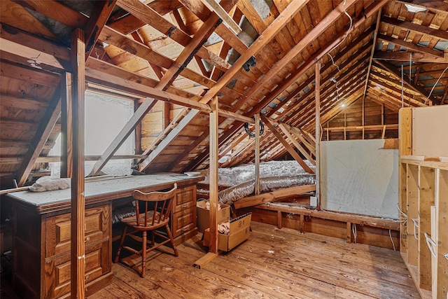 view of unfinished attic