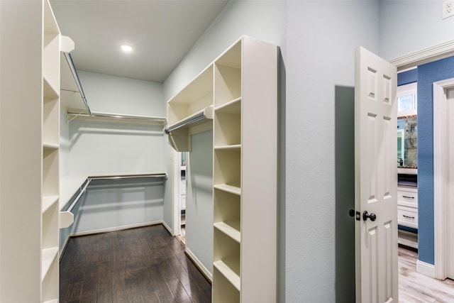 spacious closet with light hardwood / wood-style floors