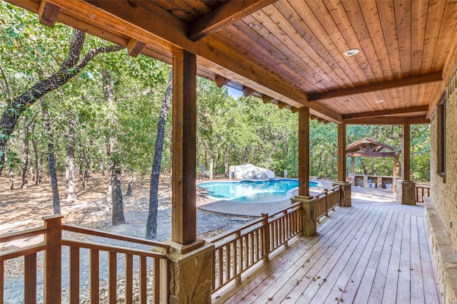 wooden deck with a gazebo