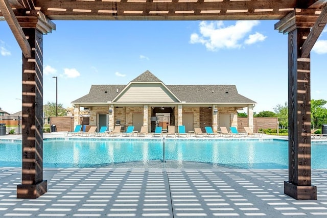 view of pool featuring a patio area