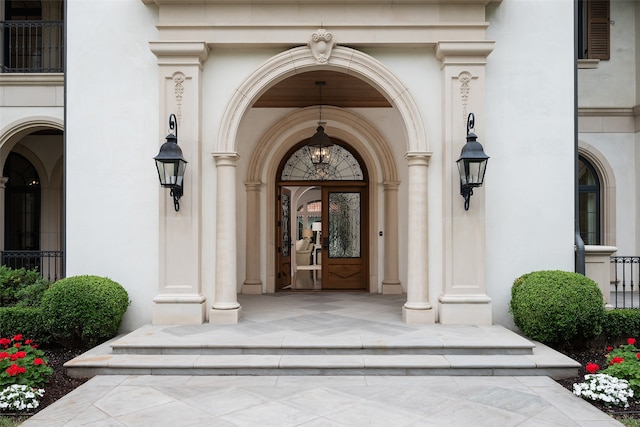 doorway to property featuring a porch