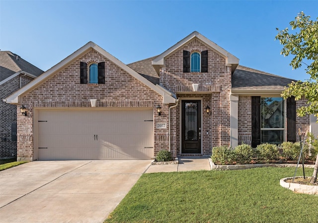 front facade with a front yard