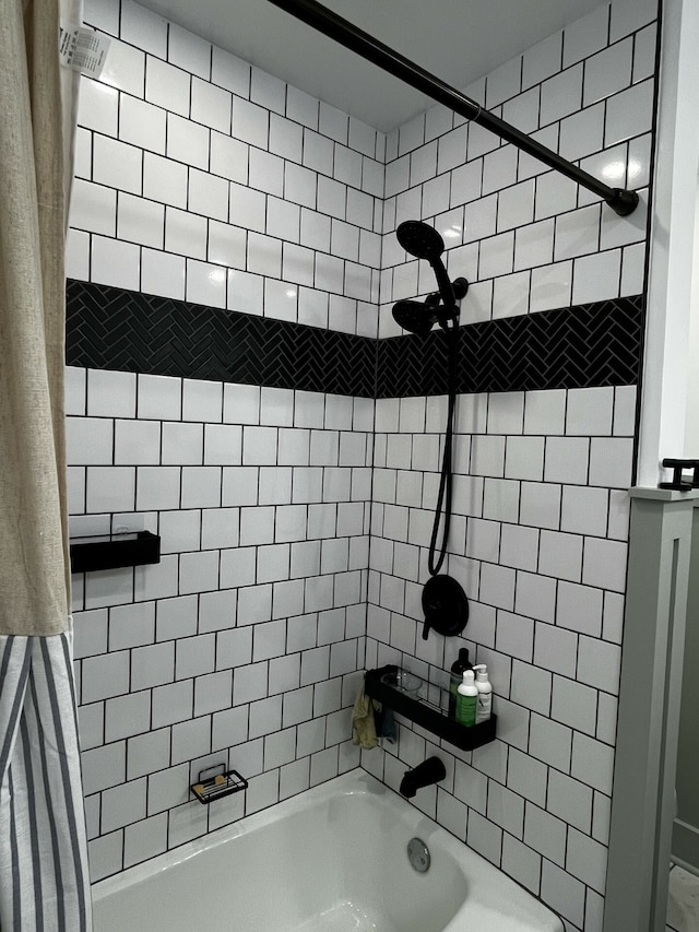 bathroom featuring shower / tub combo with curtain