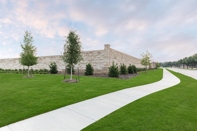 view of property's community featuring a yard