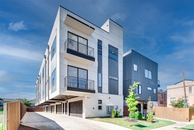 view of building exterior featuring a garage