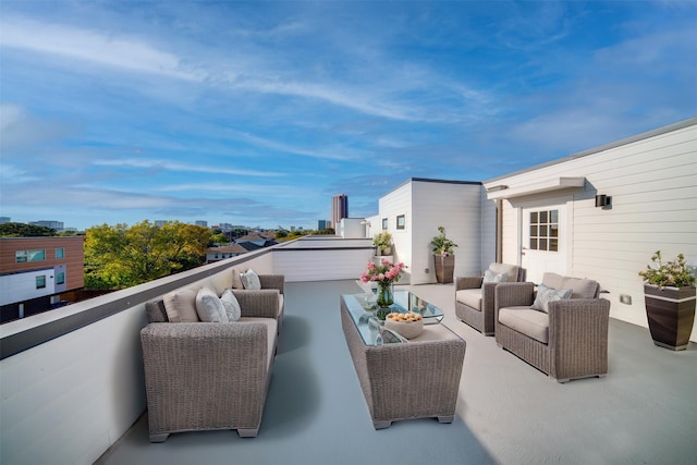 view of patio / terrace featuring a balcony and outdoor lounge area