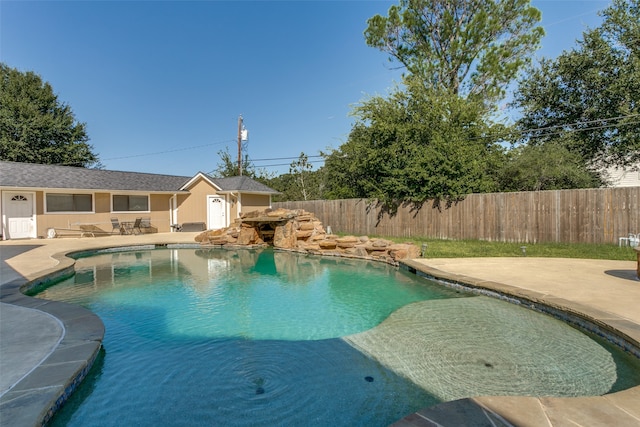 view of pool featuring a patio