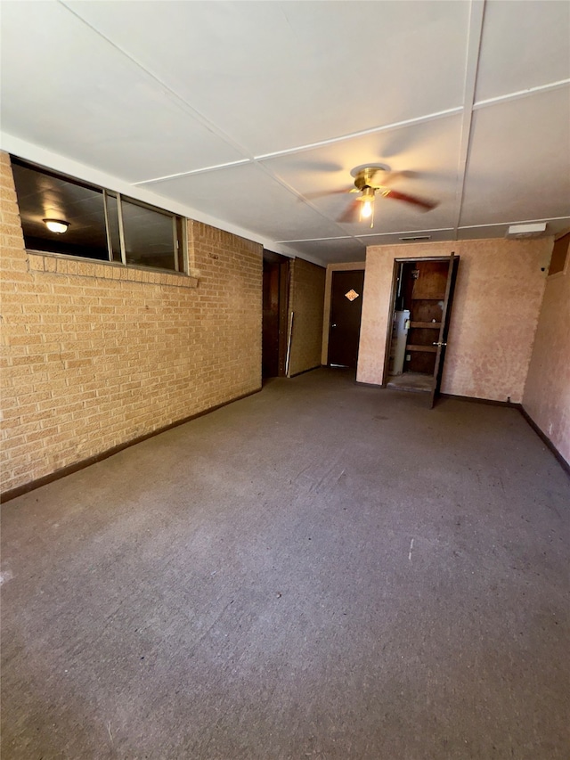 interior space featuring ceiling fan