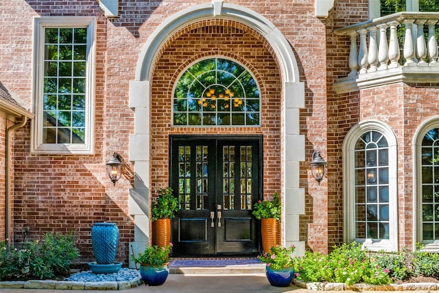 doorway to property featuring french doors