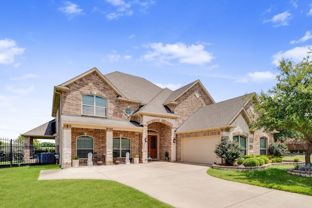 view of front facade featuring a front yard and a garage