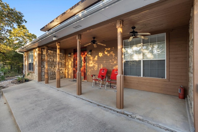 view of patio with ceiling fan