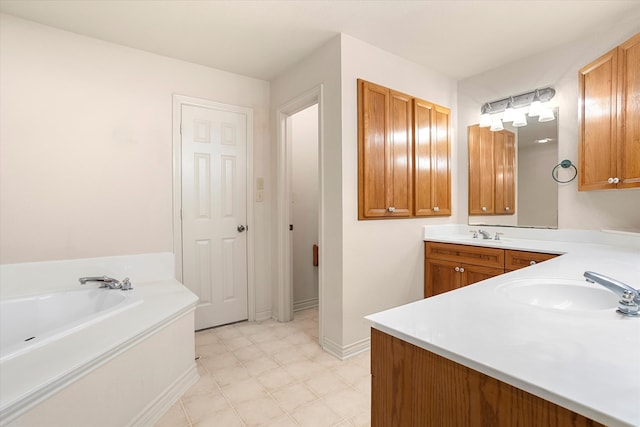 bathroom featuring vanity and a bathtub