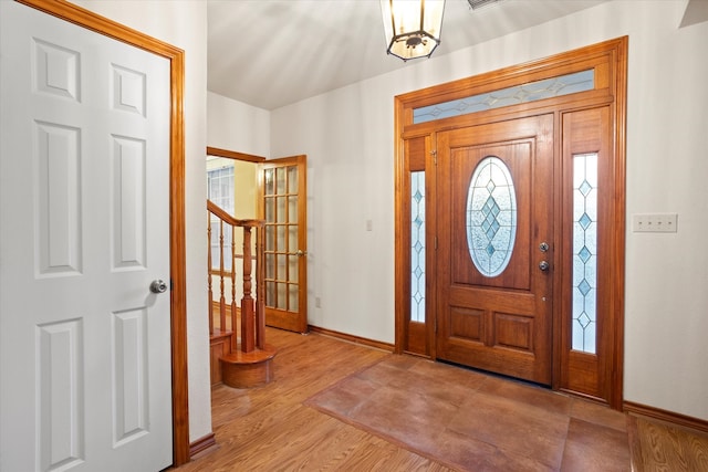 foyer entrance featuring light hardwood / wood-style floors