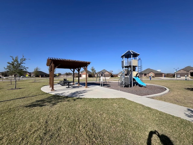 view of playground with a yard