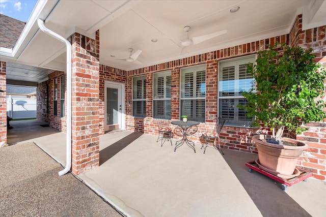 view of patio / terrace featuring ceiling fan