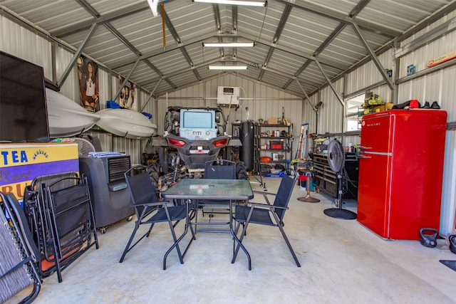 garage with fridge