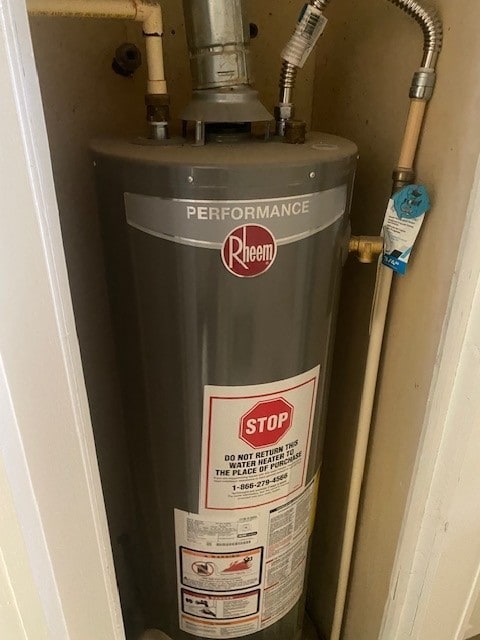 utility room featuring gas water heater