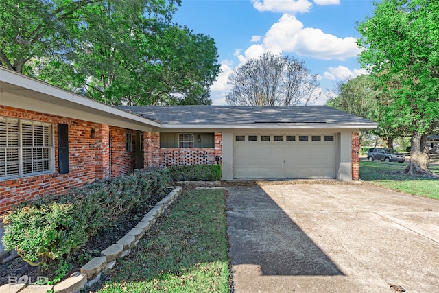 exterior space with a garage