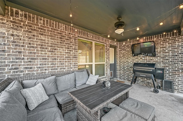 view of patio featuring an outdoor hangout area