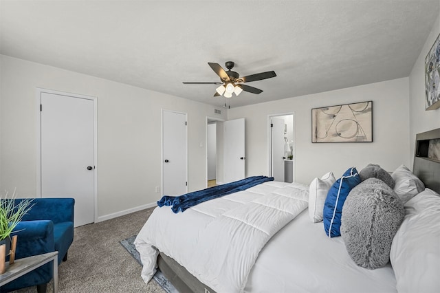 bedroom with carpet floors and ceiling fan