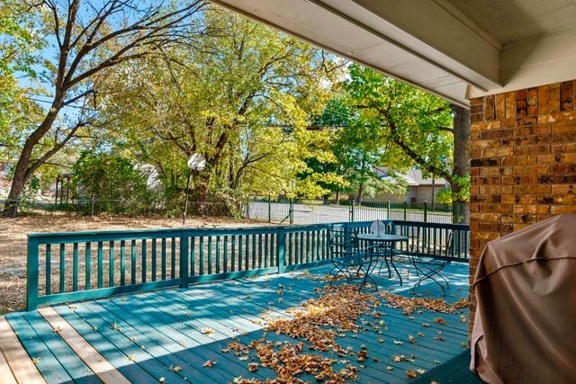 deck featuring grilling area