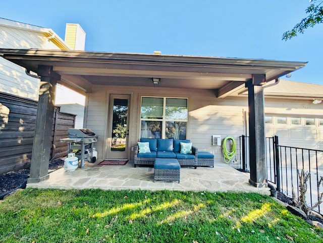 view of patio featuring an outdoor hangout area and grilling area