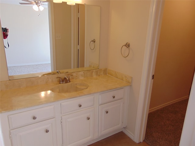 bathroom with vanity and ceiling fan