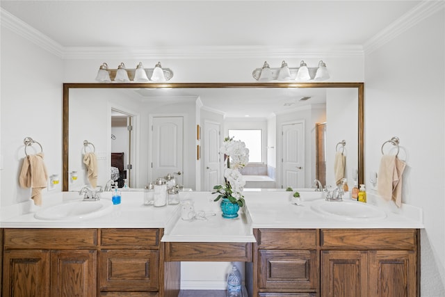 bathroom featuring vanity and crown molding