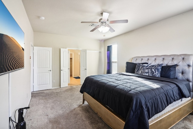 bedroom with carpet floors and ceiling fan