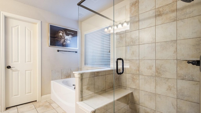 3123 Pamplona, Grand Prairie, TX 75054 - full bath with a shower stall, a garden tub, and tile patterned floors