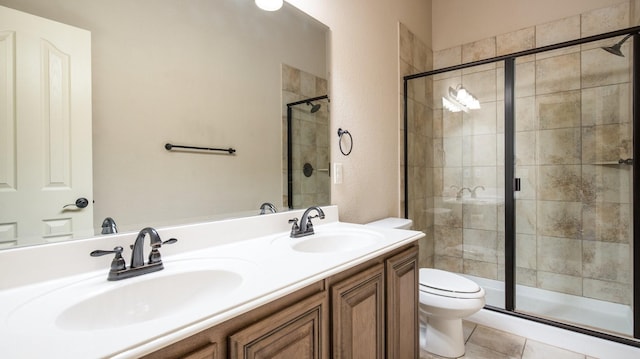 3123 Pamplona, Grand Prairie, TX 75054 - full bath with toilet, a shower stall, double vanity, and tile patterned floors