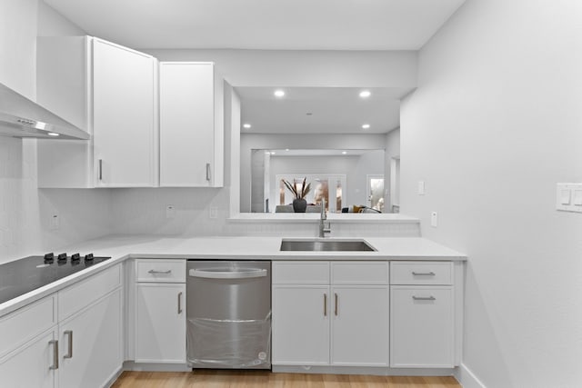 kitchen featuring sink, dishwasher, and white cabinets