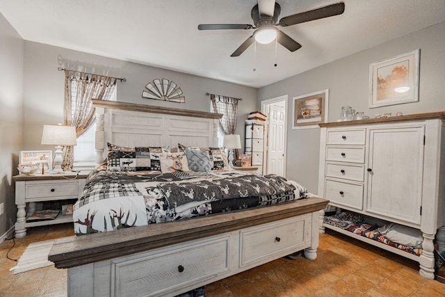 bedroom featuring ceiling fan