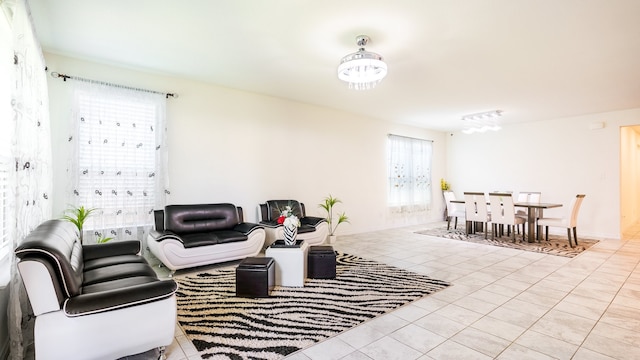 view of tiled living room