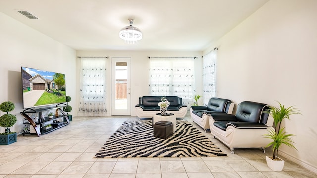 view of tiled living room