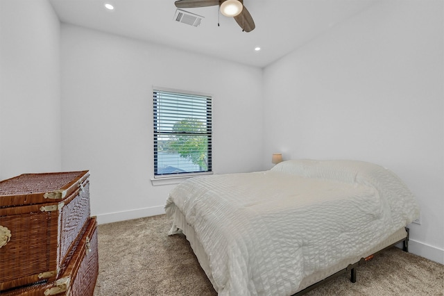 bedroom with carpet and ceiling fan