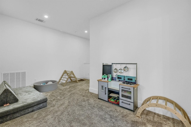 game room with carpet flooring