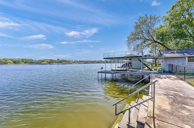 view of dock featuring a water view