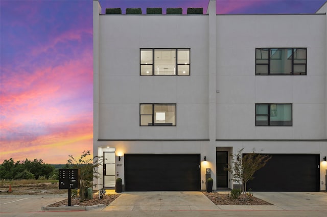 contemporary home featuring a garage