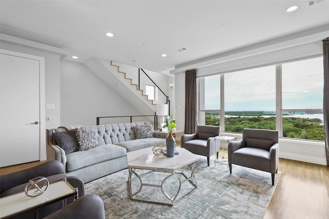 living room featuring light hardwood / wood-style floors