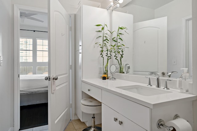 bathroom with vanity and tile patterned floors