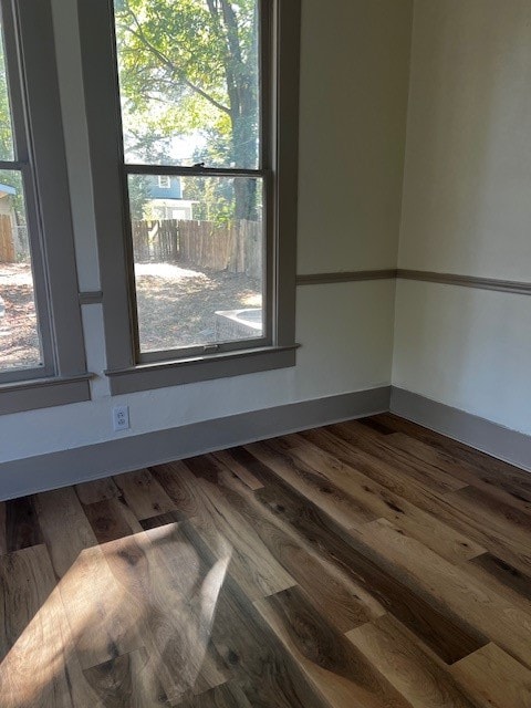 spare room featuring hardwood / wood-style floors and a healthy amount of sunlight